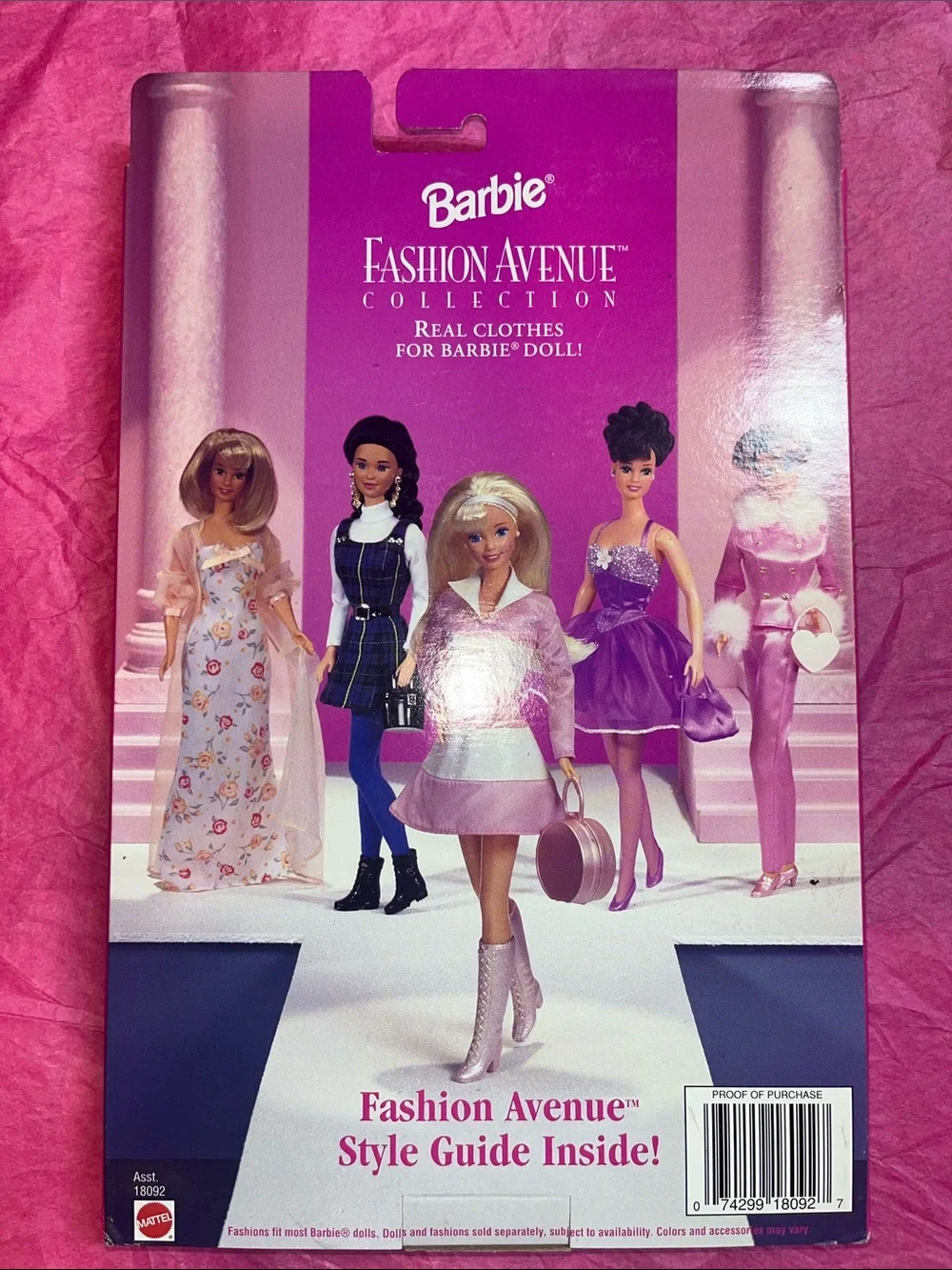 Mattel Barbie Pink Printed Robe with White Lace Lingerie Set